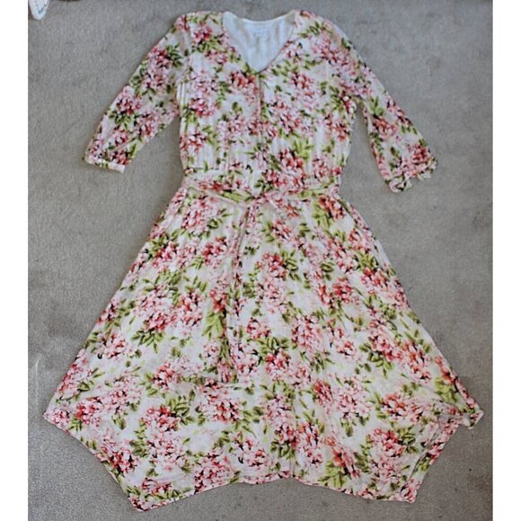 J Jill - Pebble Hydrangea Garden Dipped Hem Midi Dress - Large - Picture 4 of 10